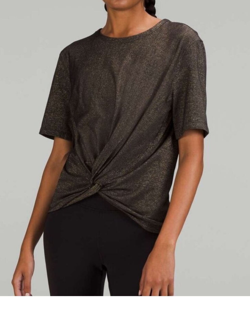 Lululemon Crescent Tee Metallic Sparkle Short Sleeve Twist fits size 6